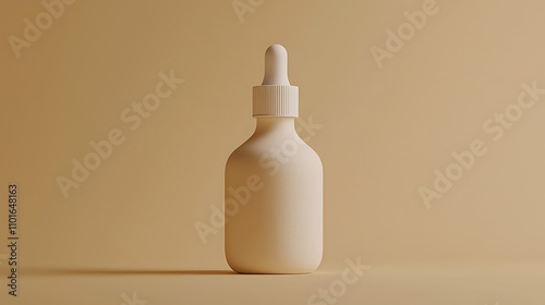 Beige dropper bottle on a pale tan background.