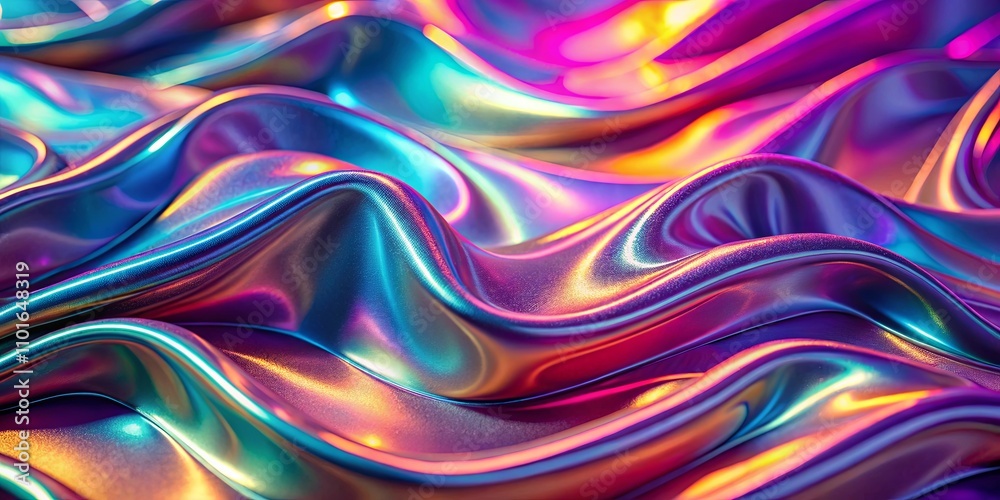 Abstract iridescent flowing textile surface with vibrant color gradients Abstract iridescent flowing textile surface with vibrant color gradients