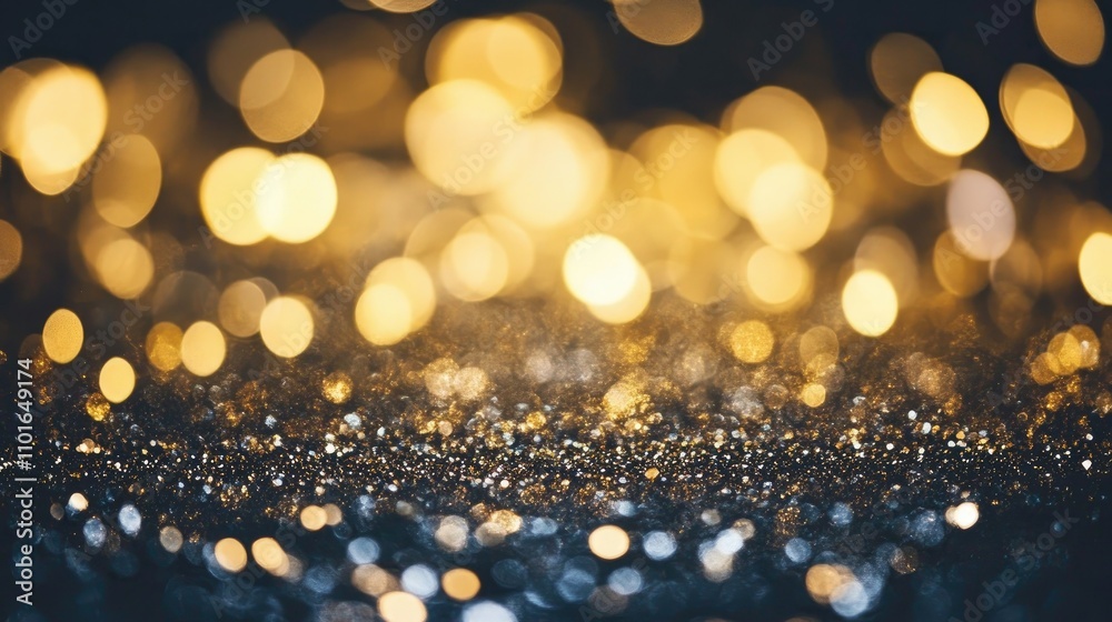 Festive dark background adorned with shimmering gold glitter and soft bokeh, ideal for enhancing celebrations like New Year, birthdays, and special holidays. Festive dark background adorned with shimmering gold glitter and soft bokeh, ideal for enhancing celebrations like New Year, birthdays, and special holidays.