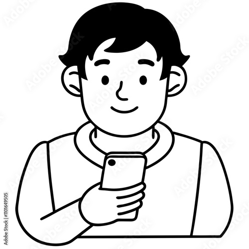  internet and smartphone addiction cartoon illustration