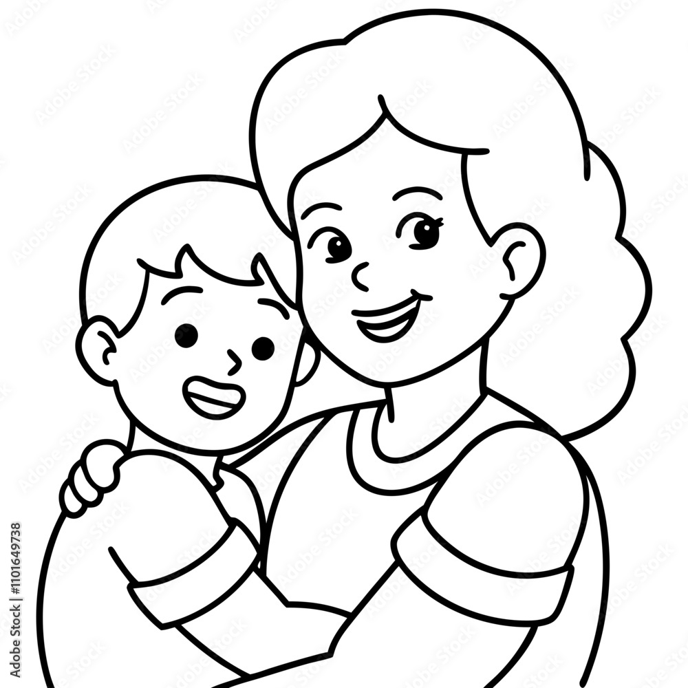 mother and son hugging cartoon illustration mother and son hugging cartoon illustration