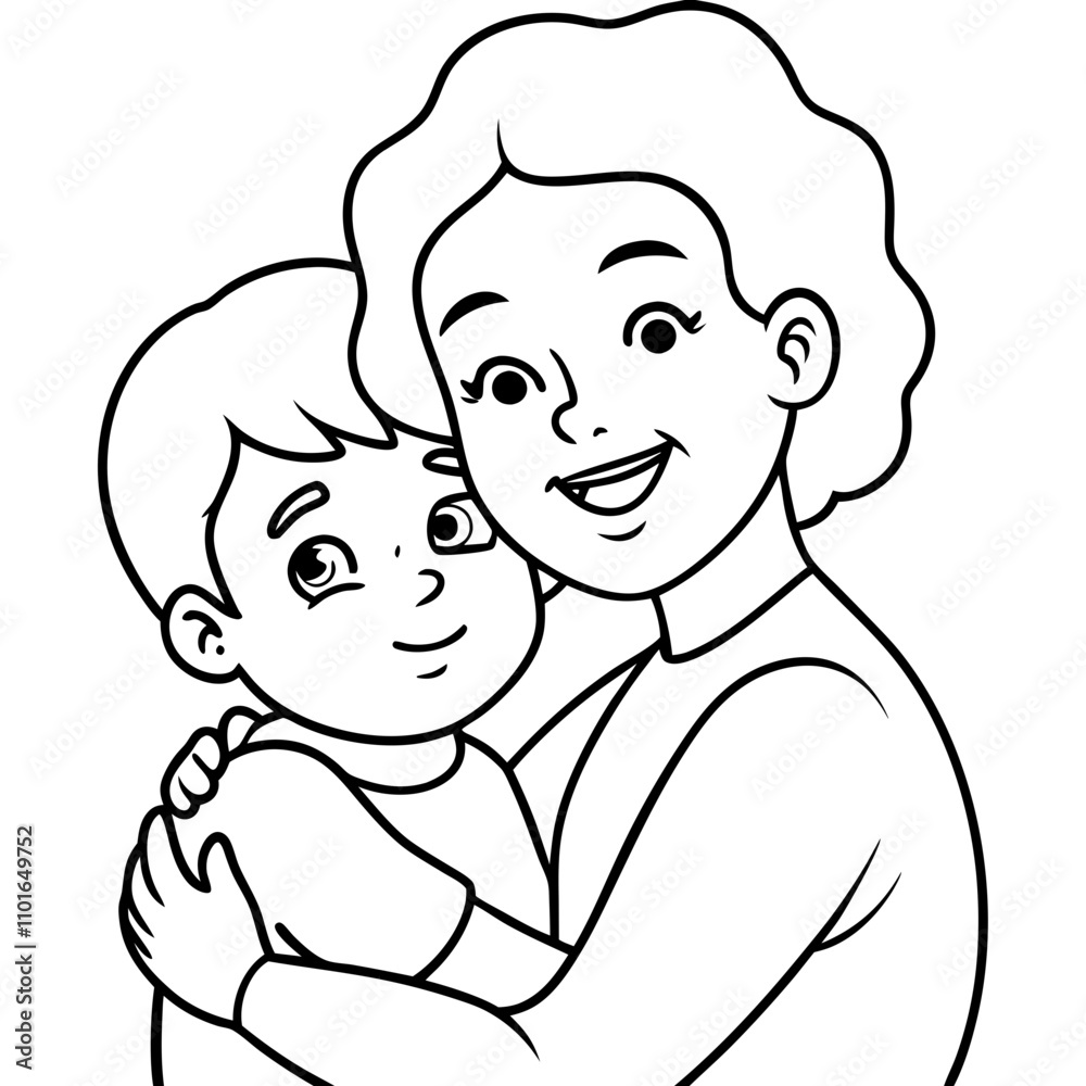 mother and son hugging cartoon illustration mother and son hugging cartoon illustration