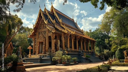 Phra Buddha Chinnarat at Wat Phra Sri Rattana Mahathat, one of the most revered images in Thailand, with intricate golden detailing that symbolizes cultural devotion. photo