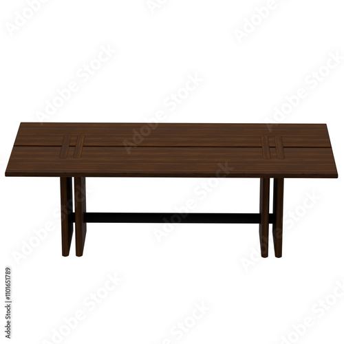 3d render rectangular table with transparent background