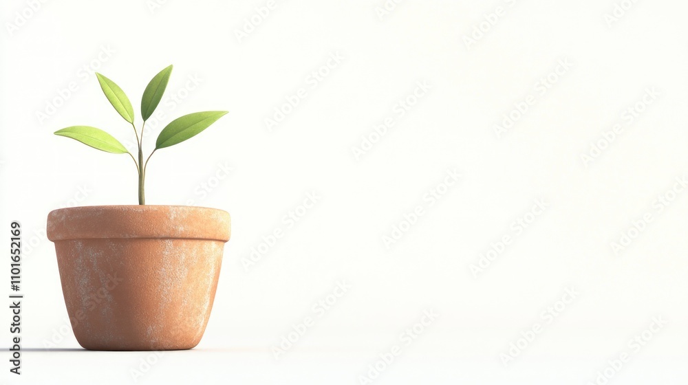 A Small Plant Growing in a Terracotta Pot A Small Plant Growing in a Terracotta Pot