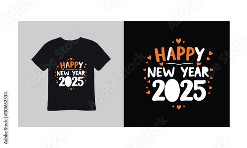  Happy New Year T-Shirt Design Template 2025 