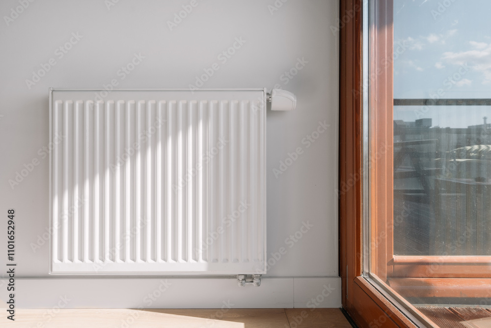 Fototapeta premium Modern electric heater providing warmth in a cozy living space during winter