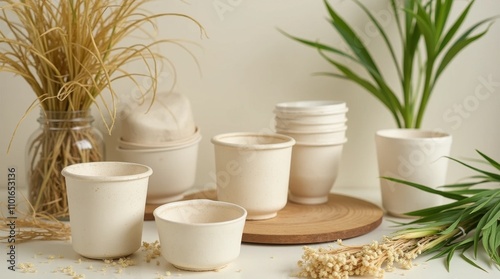 Biodegradable Materials: Cornstarch Cups and Bamboo Fiber photo