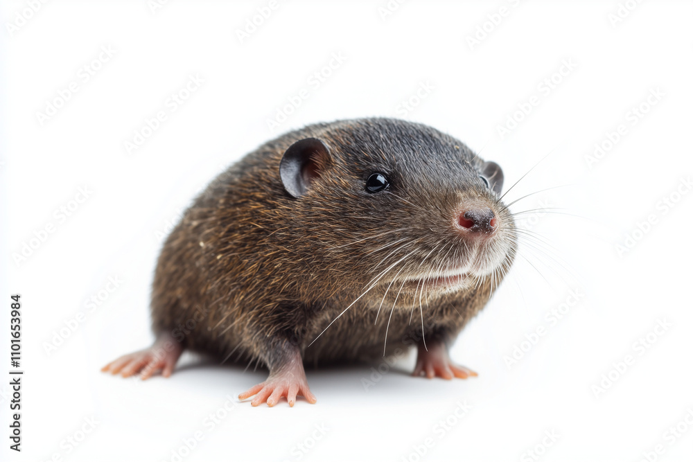Portrait of dirt mole isolated on white background, Close up shot tiny rodent animal. Portrait of dirt mole isolated on white background, Close up shot tiny rodent animal.