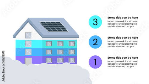 Infographic template. House with 3 floors and numbers