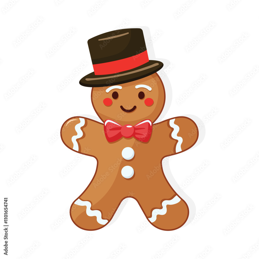 Obraz premium cute gingerbread man flat illustration isolated on white background