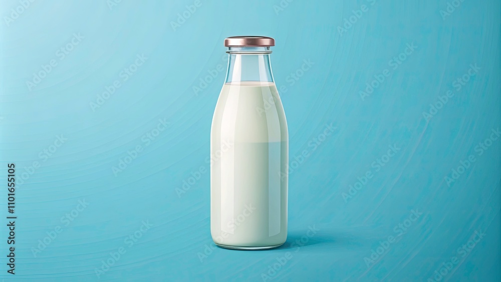 Minimalist Vector Illustration of a Milk Bottle on Light Blue Background for Modern Design and Aesthetic Appeal Minimalist Vector Illustration of a Milk Bottle on Light Blue Background for Modern Design and Aesthetic Appeal
