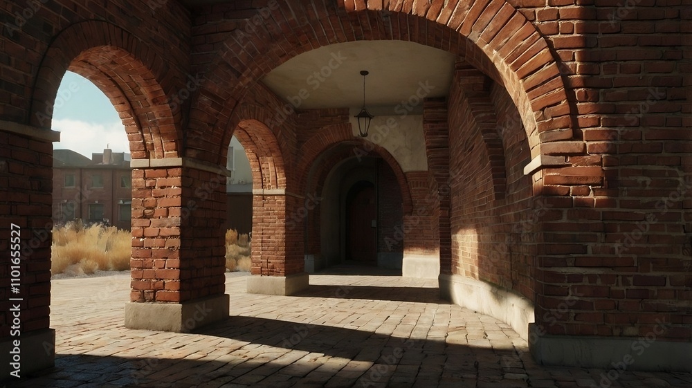 Brick Gate Background, Classic Concept. Generative ai Brick Gate Background, Classic Concept. Generative ai