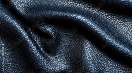 Textured Blue Leather Fabric Close-Up