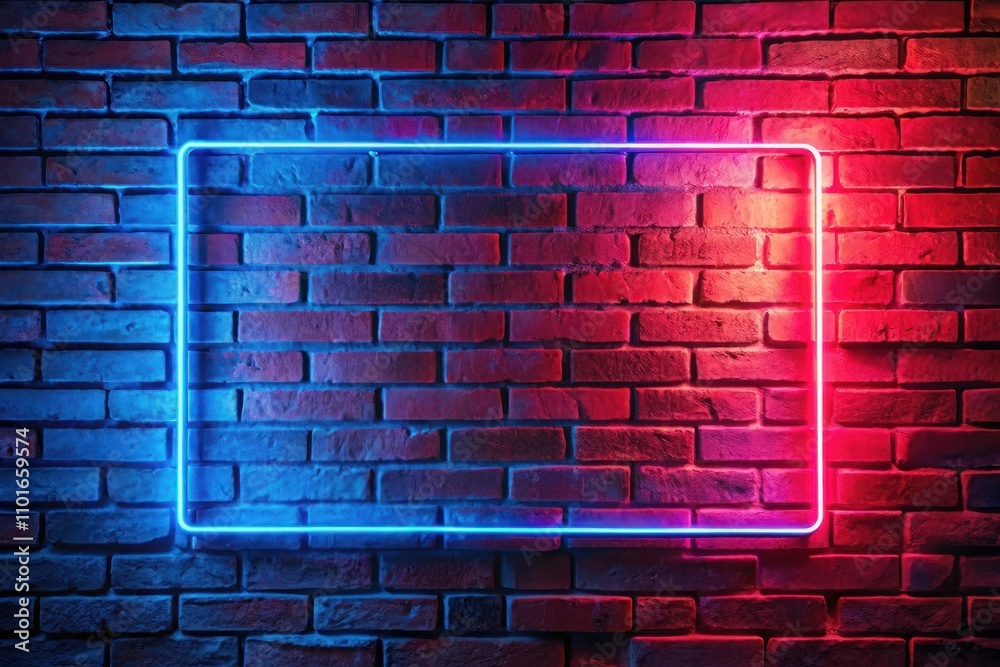 a brick wall with neon lights and a neon sign that says on it a brick wall with neon lights and a neon sign that says on it
