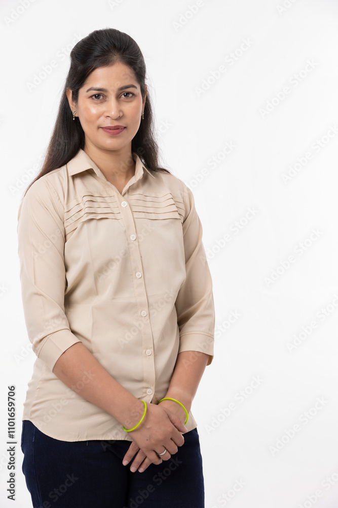 Beautiful Indian woman portrait isolated on white background. Beautiful Indian woman portrait isolated on white background.