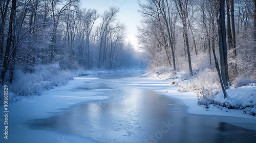 winter forest in the fog