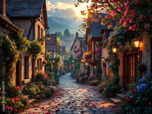 Bouchemaine Village, captured in stunning macro AI art.
