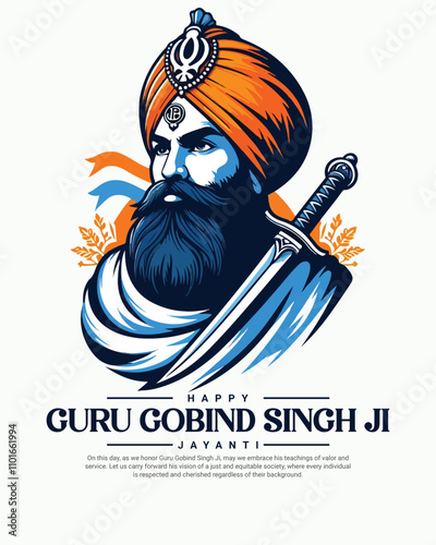 Happy Guru Gobind Singh Jayanti Festival Celebration Social media post banner template