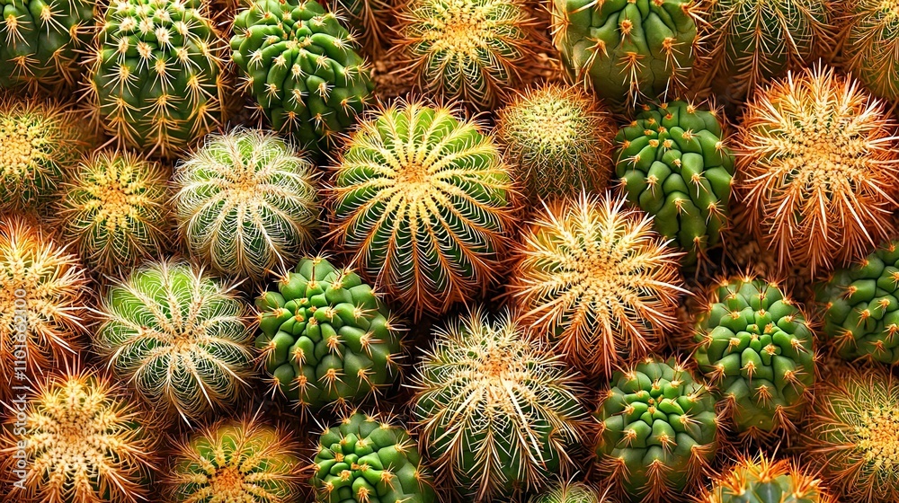 Diverse array of cacti thriving in a desert garden during daylight Diverse array of cacti thriving in a desert garden during daylight