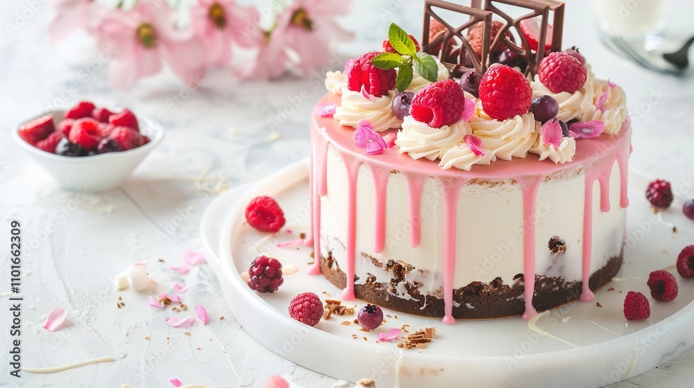 Photography of a close-up of a plate with a slice of birthday cake, adorned with sprinkles and a small birthday candle, set on a decorated table with other party treats for the birthday celebration Photography of a close-up of a plate with a slice of birthday cake, adorned with sprinkles and a small birthday candle, set on a decorated table with other party treats for the birthday celebration