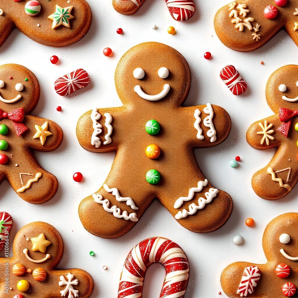Delightful, gingerbread man cookies, a repeated design. Delightful, gingerbread man cookies, a repeated design.