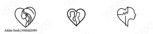 An unbroken line drawing of love showcases isolated outline art and a contemporary heart icon.