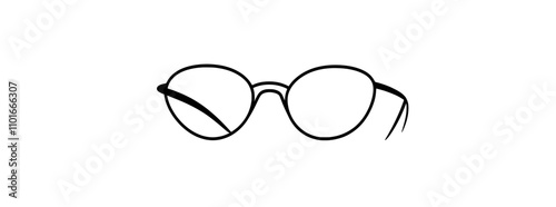 A single, editable line creates the glasses. The eyeglasses icon is a modern, minimalistic line illustration.