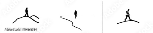 A minimalist illustration of a human figure walking away, seen from behind.