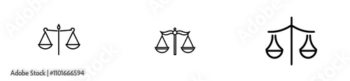 A modern, minimalist hand-drawn representation of the scales of justice in one continuous line. Legal symbol concept.