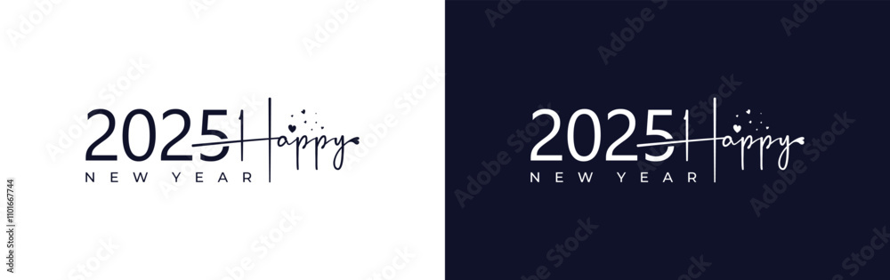 Obraz premium Happy New Year 2025 Happy New Year Love logo design. Vector holiday logo design. Premium 2025 Happy New Year logo design.
