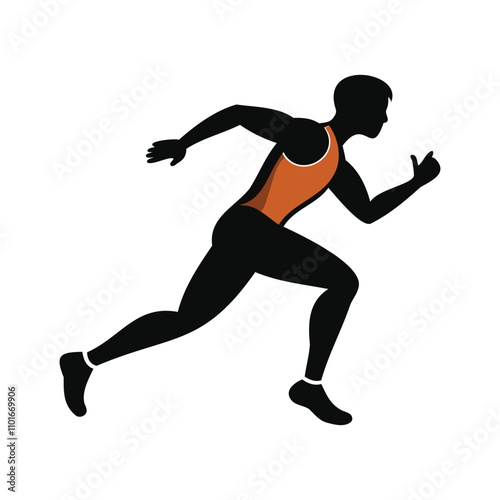 Athlete Running Silhouette Icon Vector for Sports and Fitness Design