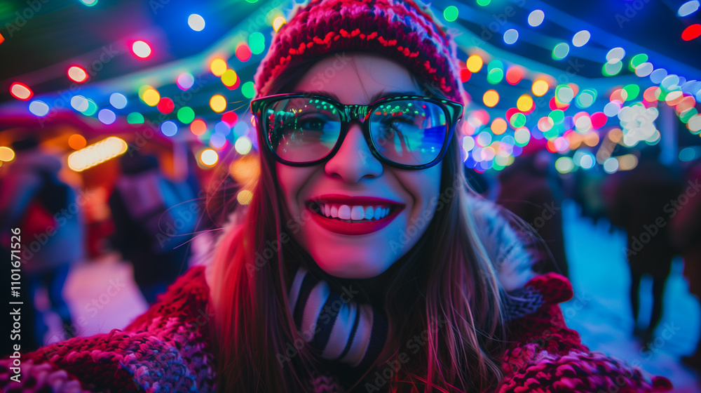 Cheerful Woman at Christmas Festive Holiday Market
Cheerful Woman at Christmas Festive Holiday Market