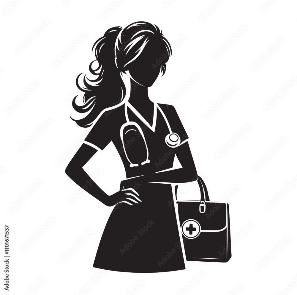 female doctor silhouette vector illustration female doctor silhouette vector illustration