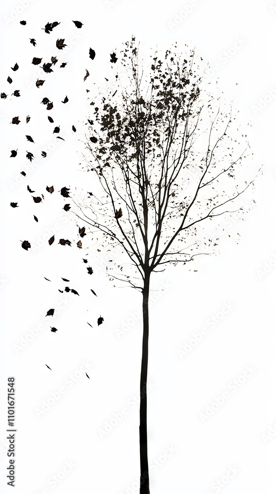 Autumnal Tree Silhouette - A Tranquil Autumn Scene Autumnal Tree Silhouette - A Tranquil Autumn Scene