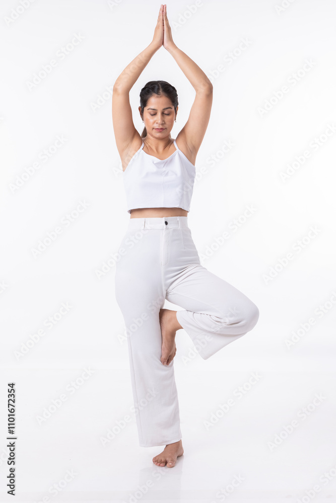 Studio shot of a young fit woman doing yoga exercises white background, Studio shot of a young fit woman doing yoga exercises white background,