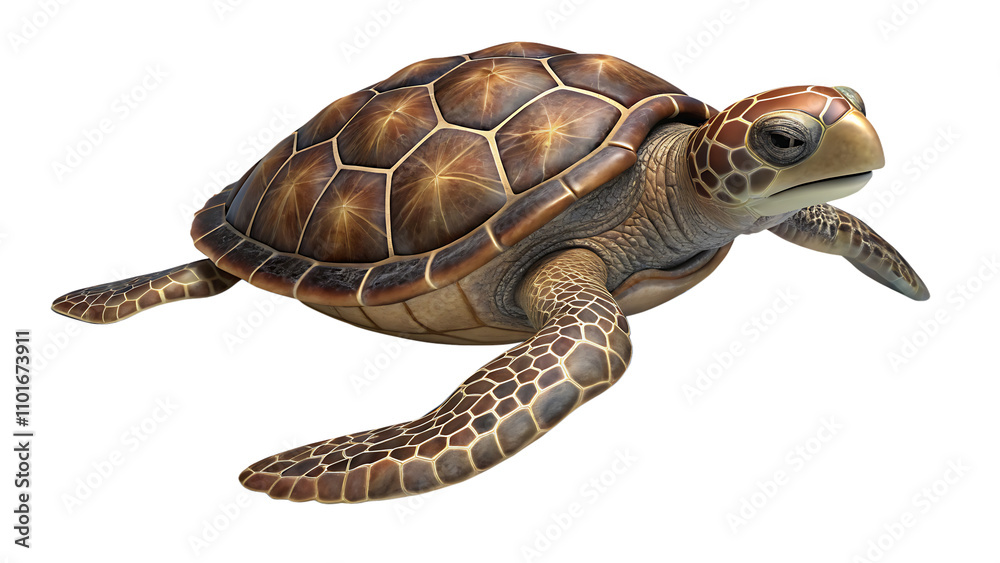 Naklejka premium Sea turtle isolated on white background as transparent. PNG. AI GENERATED.