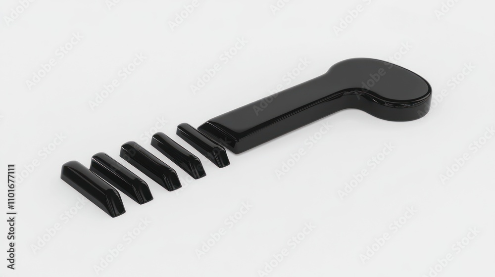 Black glossy objects arranged like a musical instrument Black glossy objects arranged like a musical instrument