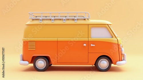 Orange 3D Van with Soft Curves