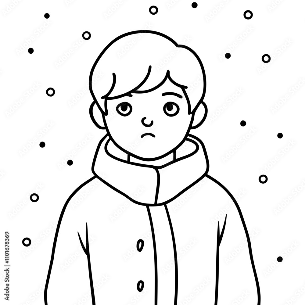 Obraz premium shivering boy under the snow