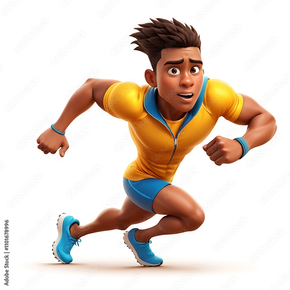 A cartoon runner sprinting forward on a white background.
