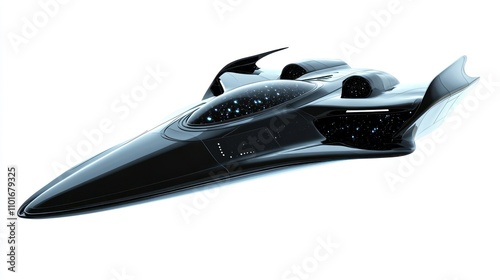 Sleek Black Futuristic Spaceship Design In Space