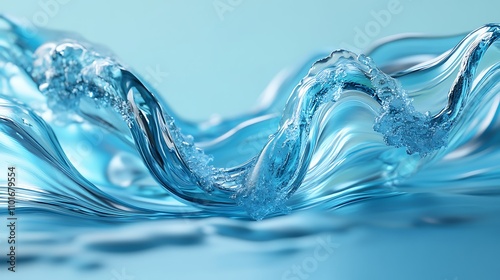 Abstract blue water waves flowing smoothly.