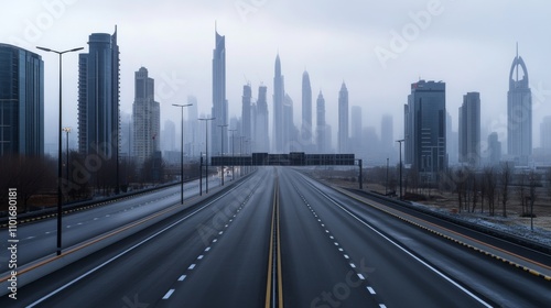 Empty express lane on highway during off-peak hours, symbolizing efficiency and opportunity in a calm, uncluttered environment.