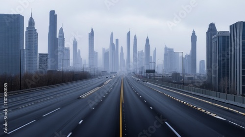 Empty express lane on highway during off-peak hours, symbolizing efficiency and opportunity in a calm, uncluttered environment.