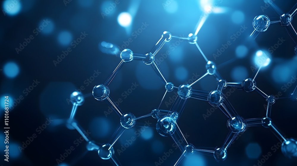 Fototapeta premium Abstract Molecular Structure In Blue Hues
