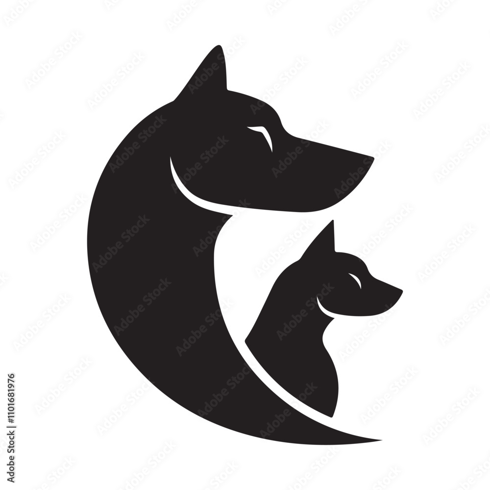 Obraz premium dog and cat pet animal logo vector illustration template design, Dog and cat pet animal logo vector illustration template design, pet logo design, dog and cat logo, animal logo vector, pet branding te