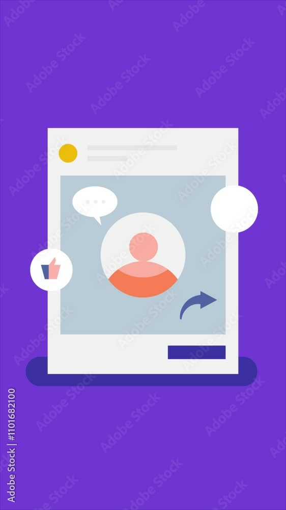 Social media audience engagement concept. Audience interaction on social media, like, comments, love, share. Vertical animation video clip. Social media audience engagement concept. Audience interaction on social media, like, comments, love, share. Vertical animation video clip.