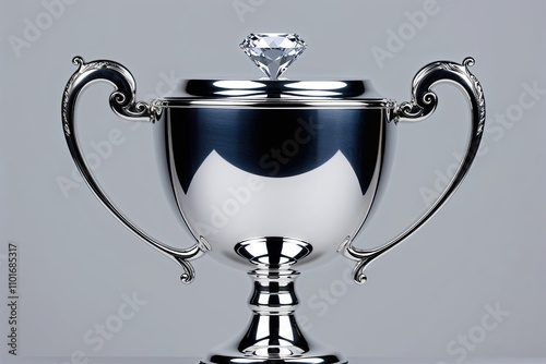 Diamond Studded Silver Trophy Representing Achievement and Success