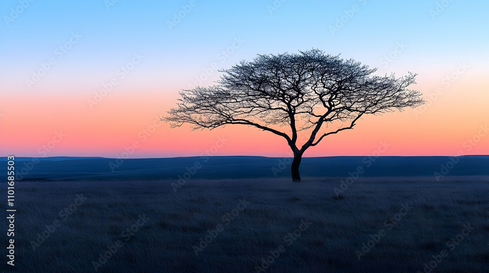 Silhouetted Tree Against Gradient Sunset Background for Epiphany Concept Silhouetted Tree Against Gradient Sunset Background for Epiphany Concept
